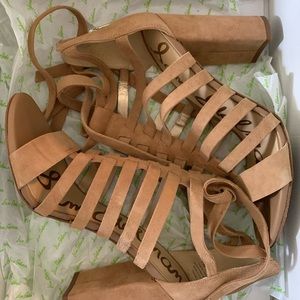 Sam Edelman Yarina Suede Camel Block Heel Sandal